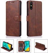 Voor Huawei Genieten 10e Kalf Textuur Magnetische Gesp Horizontale Flip Lederen Case met Houder & Kaartsleuven & Portemonnee & Fotolijst (Koffie)