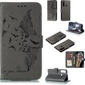 Voor Geschikt voor Xiaomi Redmi Note 8 Feather Pattern Litchi Texture Horizontal Flip Leather Case met houder & portemonnee & kaartsleuven (grijs)