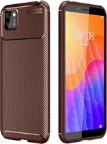 Voor OPPO Realme C11 koolstofvezel textuur schokbestendige TPU case (bruin)