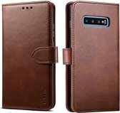 Voor Galaxy S10 + GUSSIM zakelijke stijl horizontale flip lederen tas met houder & kaartsleuven & portemonnee (bruin)
