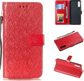 Geperst Printing Rattan Flower Pattern Horizontal Flip PU Leather Case for Galaxy A70, with Holder & Card Slots & Wallet & Photo Frame (Red)