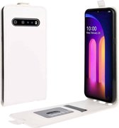 Voor LG V60 ThinQ 5G / LG V60 ThinQ 5G UW R64 textuur enkele verticale flip lederen beschermhoes met kaartsleuven en fotolijst (wit)