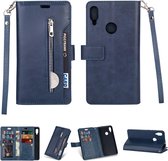 Voor Geschikt voor Xiaomi Redmi Note 7 / Note 7 Pro / Note 7S Multifunctionele Rits Horizontale Flip Leren Case met Houder & Portemonnee & 9 Kaartsleuven & Lanyard (Blauw)