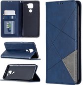 Voor xiaomi redmi noot 9 ruit textuur horizontale flip magnetische lederen tas met houder & kaartsleuven & portemonnee (blauw)