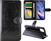 Voor OPPO A92s Crazy Horse Texture Leather Horizontale Flip Beschermhoes met houder & kaartsleuven & portemonnee & fotolijst (zwart)