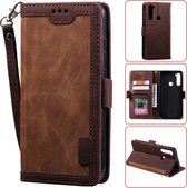 Voor Xiaomi Redmi Note 8T Retro splicing horizontale flip lederen tas met kaartsleuven en houder en portemonnee (bruin)