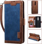 Voor xiaomi redmi k20 retro splicing horizontale flip lederen case met kaartsleuven & houder & portemonnee (blauw)