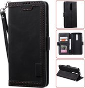 Voor xiaomi redmi k30 retro splicing horizontale flip lederen case met kaartsleuven & houder & portemonnee (zwart)