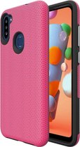Voor Samsung Galaxy A11 (EU-versie) Triangle Armor Texture TPU + pc-hoes (roze)