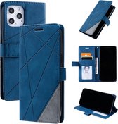 Voor iPhone 12 Pro Max Skin Feel Splicing Horizontale flip lederen hoes met houder & kaartsleuven & portemonnee & fotolijst (blauw)