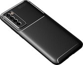 Voor Huawei Nova 7 Carbon Fibre Texture Shockproof TPU Case (Zwart)