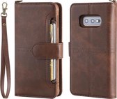 Voor Galaxy S10e Multifunctionele afneembare magnetische horizontale flip lederen tas met kaartsleuven en houder en portemonnee en fotolijst (koffie)