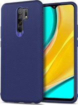 Voor Xiaomi Redmi 9 Lenuo Leshen Series Stripe Texture TPU Case (donkerblauw)