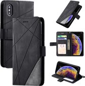 Voor iPhone XS / X Skin Feel Splicing Horizontale Flip Leather Case met houder & kaartsleuven & portemonnee & fotolijst (zwart)
