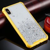 Voor iPhone XS / X vierhoekige schokbestendige glitterpoeder acryl + TPU beschermhoes (geel)