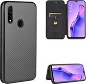 Voor OPPO A8 / A31 (2020) Koolstofvezel Textuur Magnetisch Horizontaal Flip TPU + PC + PU lederen tas met kaartsleuf (zwart)