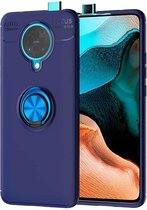 Voor Geschikt voor Xiaomi Redmi K30 Pro metalen ringhouder 360 graden roterende TPU-hoes (blauw + blauw)