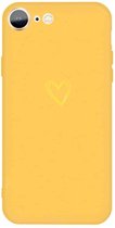 Voor iPhone SE 2020/8/7 Golden Love-heart Pattern Colorful Frosted TPU telefoon beschermhoes (geel)