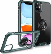 Armor Ring PC + TPU magnetische schokbestendige beschermhoes voor iPhone 11 (donkergroen)