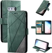 Voor Samsung Galaxy S10e Skin Feel Splicing Horizontale flip lederen tas met houder & kaartsleuven & portemonnee & fotolijst (groen)