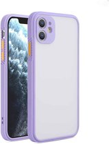 Rechte zijkant Skin Feel Frosted PC + TPU-hoes met verwijderbare kleurenknop voor iPhone 12 Pro Max (Grass Purple)