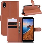 Litchi Texture Horizontale Flip Leren Case voor Xiaomi Redmi 7A, met Portemonnee & Houder & Kaartsleuven (Bruin)