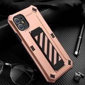 Bright Shield 3 in 1 Shockproof TPU + PC + Back Silicone Webbing beschermhoes voor iPhone 11 Pro Max (Rose Gold)