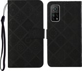 Voor Xiaomi Mi 10T 5G Etnische stijl Reliëfpatroon Horizontale flip lederen tas met houder & kaartsleuven & portemonnee & lanyard (zwart)