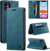 AutSpace A01 Retro Skin-feel Crazy Horse Texture Horizontale flip lederen tas met houder & kaartsleuven & portemonnee & RFID voor iPhone 11 Pro Max (blauw)