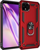 Voor Google Pixel 4XL schokbestendige TPU + pc-beschermhoes met 360 graden roterende houder (rood)