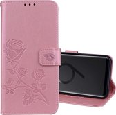 Rose reliëf horizontale flip milieu PU lederen tas met houder & kaartsleuven & portemonnee voor Galaxy S9 + (rose goud)