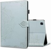 Voor Samsung Galaxy Tab A7 10.4 (2020) Halverwege Mandala Embossing Patroon Horizontale Flip PU lederen tas met kaartsleuven & houder & penhouder (zilver)