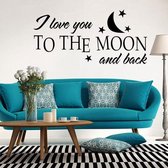 I Love You To The Moon Stars And Moon Cartoon Kinderkamer Engelse Geruchten Muurstickers