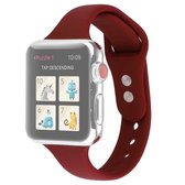 Voor Apple Watch 5 & 4 44 mm / 3 & 2 & 1 42 mm dunne siliconen dubbele gesp vervangende polsband (wijnrood)