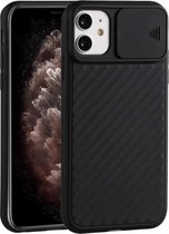Voor iPhone 12 Pro Max Sliding Camera Cover Design Twill Anti-Slip TPU Case (Zwart)