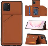 Voor Samsung Galaxy M60s & A81 Skin Feel PU + TPU + PC Achterkant Schokbestendig hoesje met kaartsleuven & houder & fotolijst (bruin)