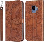 Voor Samsung Galaxy S9 Life of Tree Embossing Pattern Horizontale Flip lederen tas met houder & kaartsleuf & portemonnee & fotolijst & lanyard (bruin)