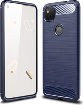 Google Pixel 4a Hoesje - Mobigear - Brushed Slim Serie - TPU Backcover - Blauw - Hoesje Geschikt Voor Google Pixel 4a