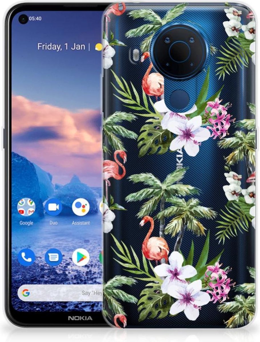 Nokia 5.4 TPU Hoesje Flamingo Palms