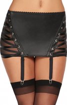 CARACAS Satin Laces Wetlook Garterbelt - Black