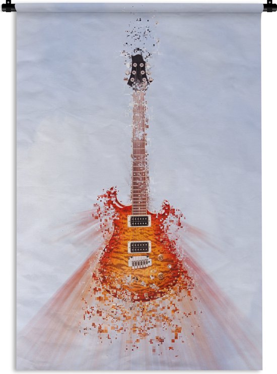 Wandkleed Elektrische gitaar - Een elektrische gitaar in de lucht Wandkleed katoen 60x90 cm - Wandtapijt met foto