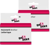 Compatible met Brother P-touch letter label tape cassette TZE-241 18mm Zwart op Wit - 2 stuks - van Go4inkt