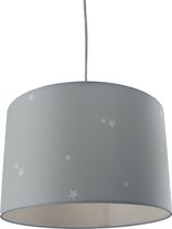Olucia Stars - Kinderkamer hanglamp - Stof - Blauw;Wit - Cilinder - 30 cm