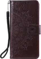 Shop4 - Samsung Galaxy S20 Ultra Hoesje - Wallet Case Mandala Patroon Donker Bruin