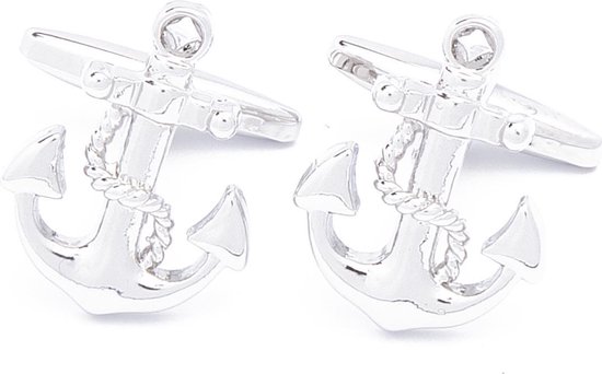 kuzzoi Manchetknopen voor heren met anker, 925 sterling zilver gepolijst, manchetknopen voor overhemd, maritiem mannencadeau voor bruiloft en verjaardag, kleur: zilver