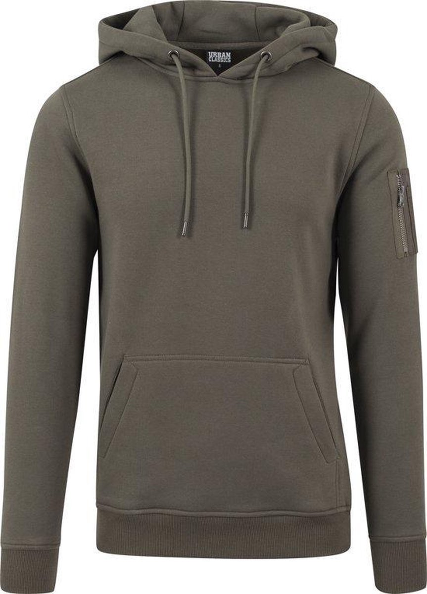Heren Sweat Bomber Hoodie Olijf