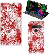 LG G8s Thinq Mobiel BookCase Angel Skull Red