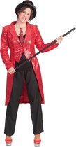 Funny Fashion - Glitter & Glamour Kostuum - Tailcoat Red Vrouw - Rood - Maat 36-38 - Carnavalskleding - Verkleedkleding