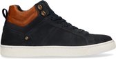 Manfield - Heren - Hoge donkerblauwe sneakers van nubuck - Maat 44