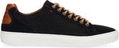 Manfield - Heren - Navy blauwe sneakers met bruine details - Maat 43